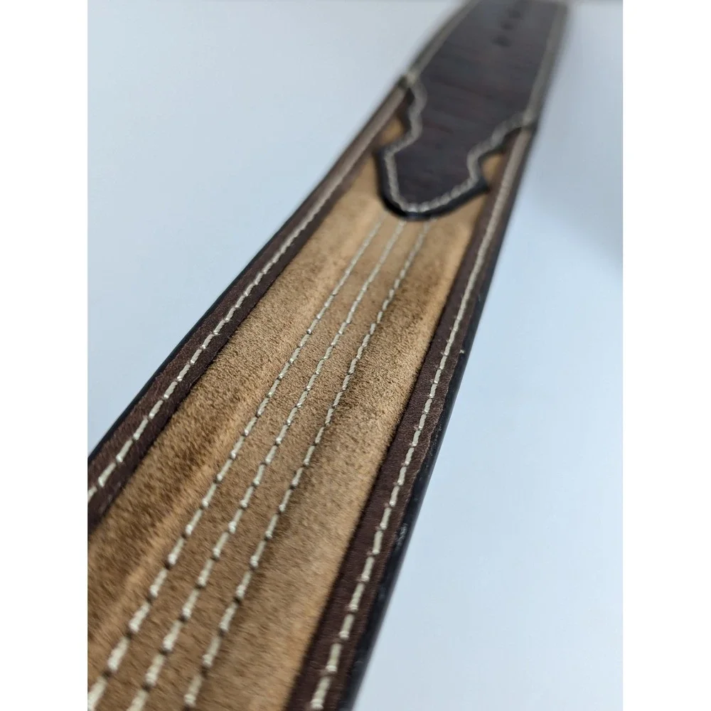 Roper Mens Brown Leather Suede Western Belt Alligator Embossed Buckle 34